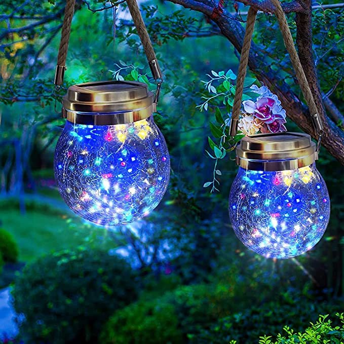 Sfera di vetro con effetto luminoso lucciola con ricarica solare