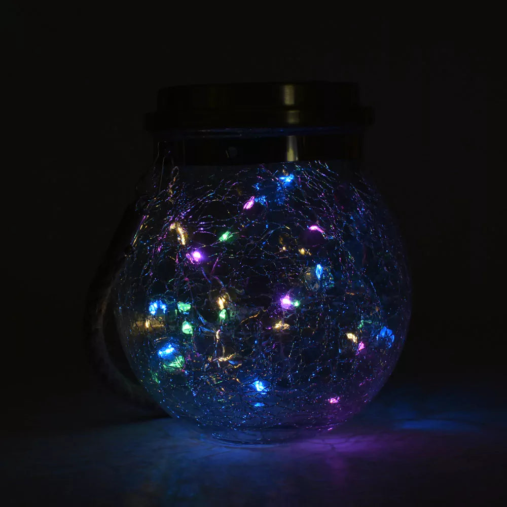 Sfera di vetro con effetto luminoso lucciola con ricarica solare