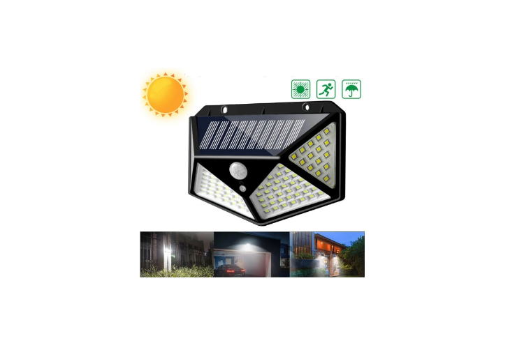 Faretto 100 Led a energia solare con sensore di movimento