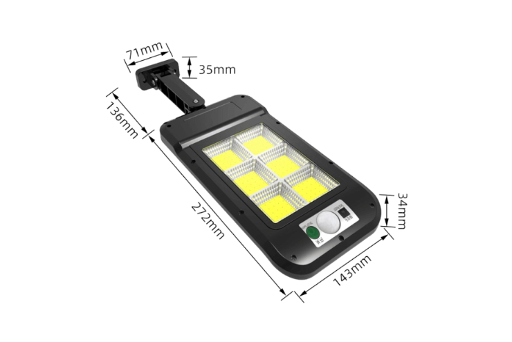 Faretto da 120 LED orientabile ad energia solare con sensore di movimento e crepuscolare