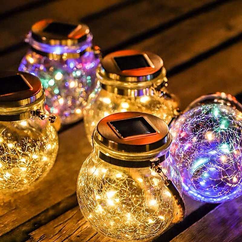 Sfera di vetro con effetto luminoso lucciola con ricarica solare