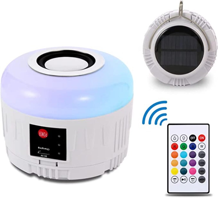 Luce portatile LED con altoparlante Bluetooth 4.0 per la musica, ricarica USB e solare
