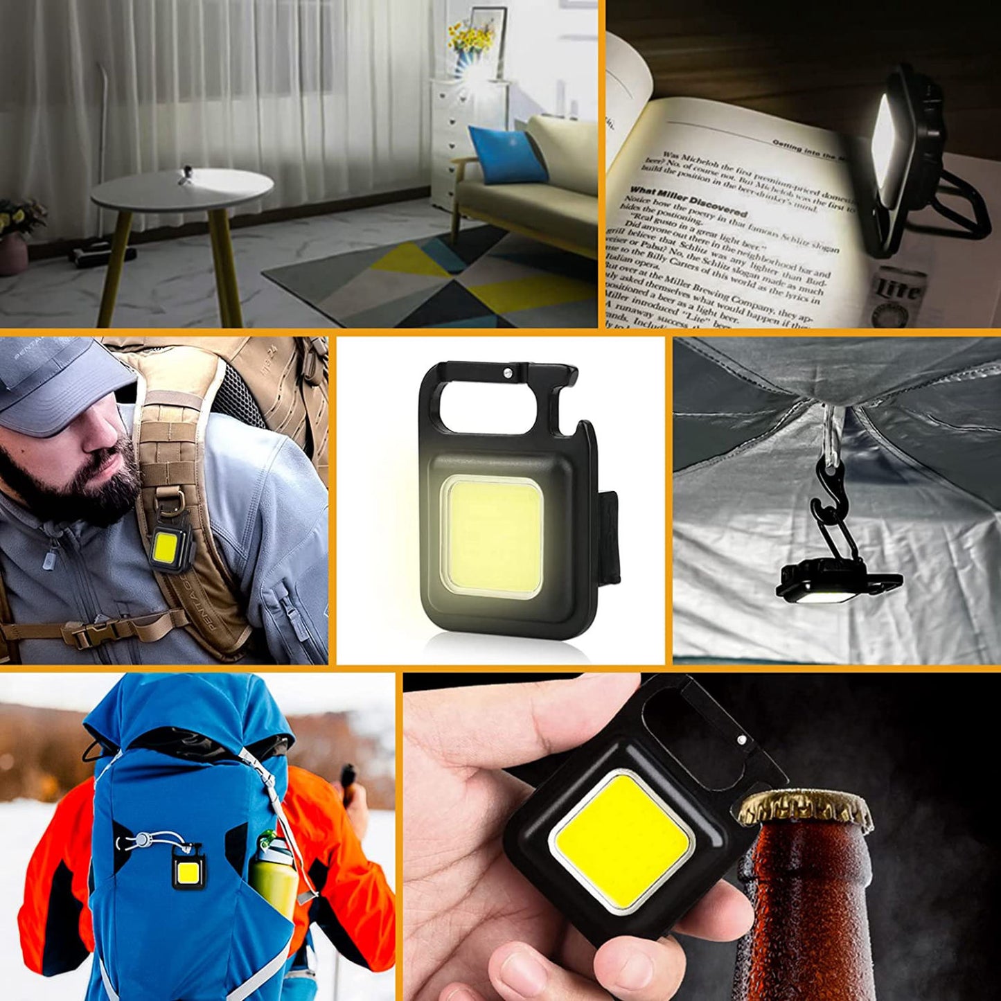 Torcia portachiavi LED fino a 800 lumen con cavo di ricarica USB