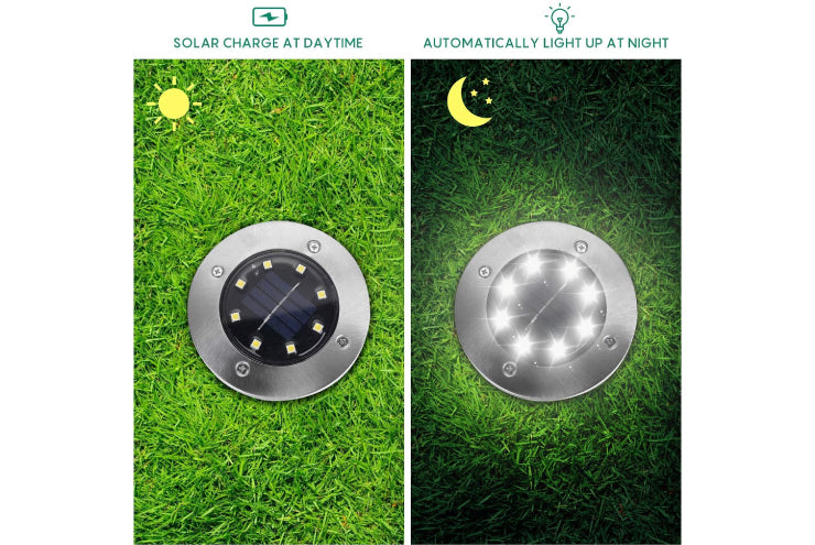 Luci solari LED da giardino a disco con sensore crepuscolare