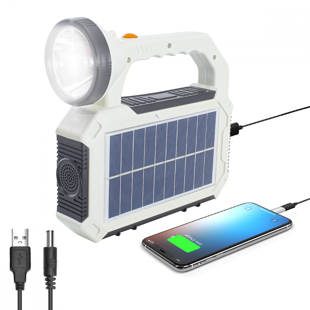 Luce LED di Emergenza con Pannello Solare Multifunzione e Cavo USB per ricarica incluso