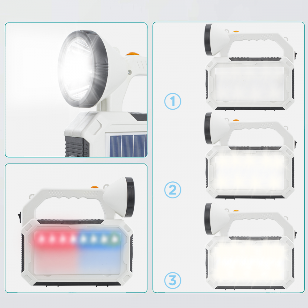 Luce LED di Emergenza con Pannello Solare Multifunzione e Cavo USB per ricarica incluso