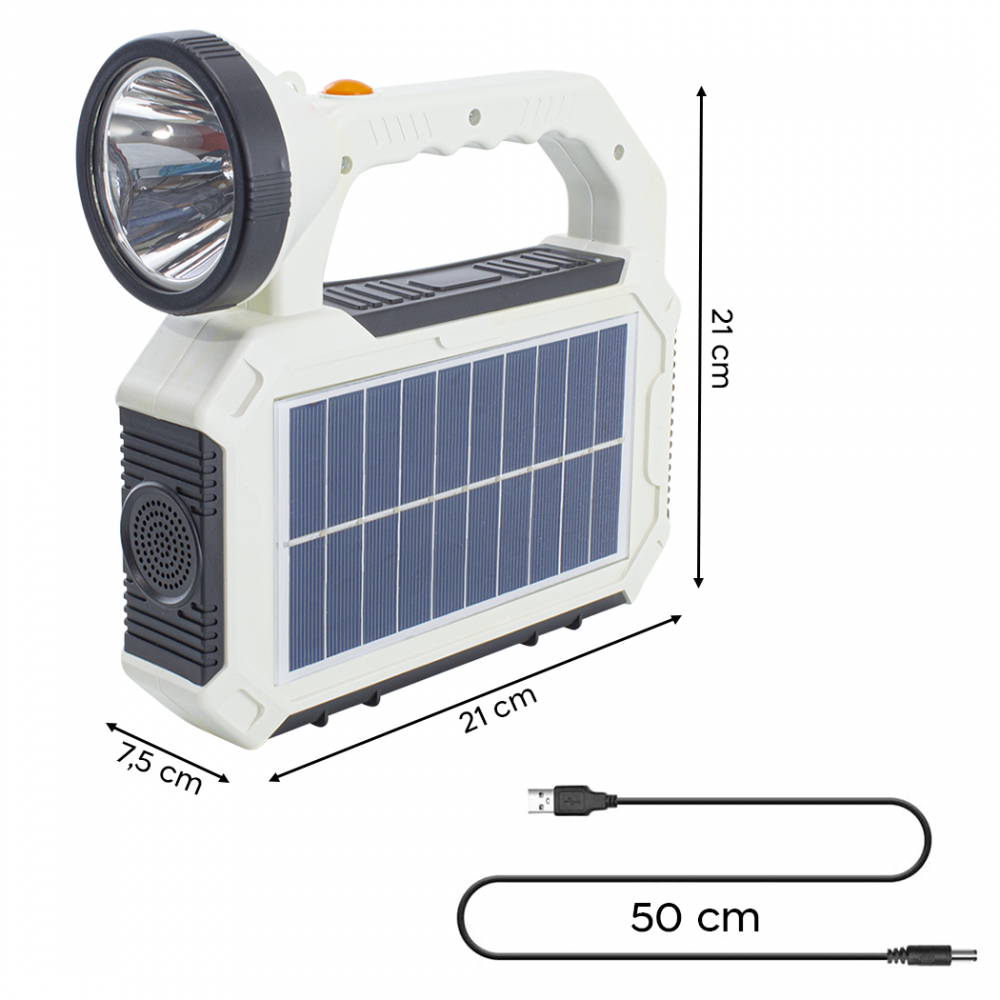 Luce LED di Emergenza con Pannello Solare Multifunzione e Cavo USB per ricarica incluso