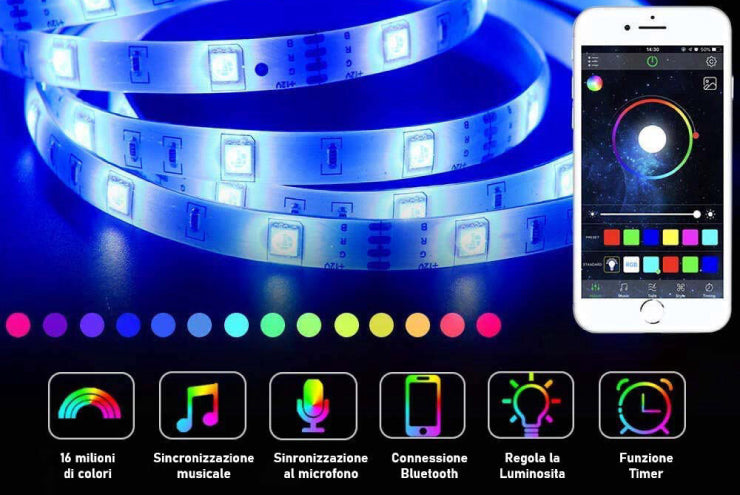 Striscia LED RGB regolabile per interni ed esterni