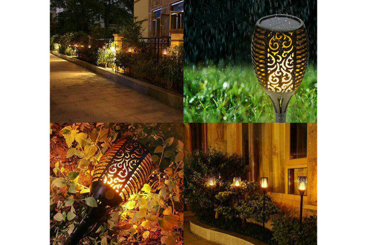 Lampade solari da giardino e esterni con effetto fiamma