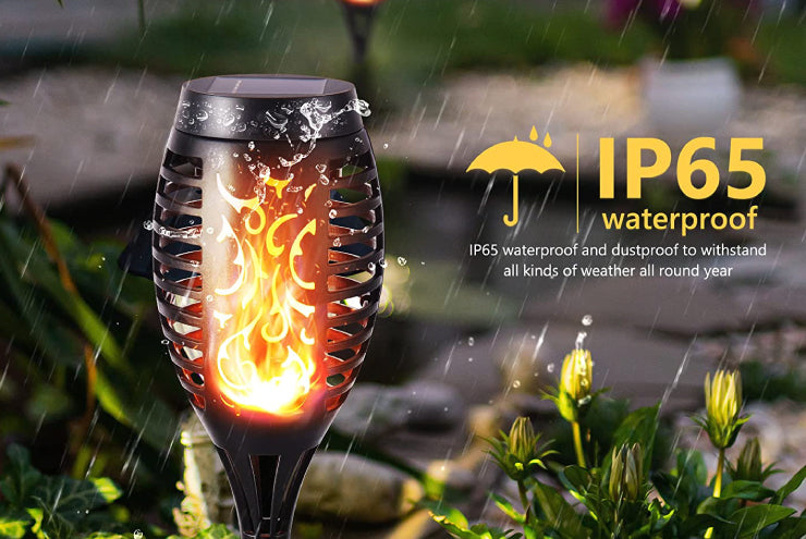 Lampade solari da giardino e esterni con effetto fiamma