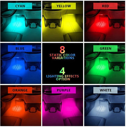 Lampada LED ad atmosfera per auto con 8 colori RGB regolabili, telecomando Wireless e Funzione di Controllo Vocale