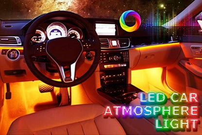 Lampada LED ad atmosfera per auto con 8 colori RGB regolabili, telecomando Wireless e Funzione di Controllo Vocale