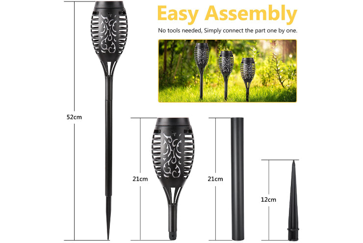 Torcia Solare Esterna Torce Solari Da Giardino Con Effetto Fiamma Realistica - 96 LED Impermeabili IP65 Luci Solari Decorative Esterne Con Sensore Crepuscolo - Foto 2